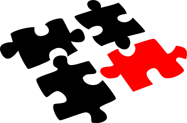Red Puzzle Piece Png - Red And Black Puzzle Pieces (600x395), Png Download