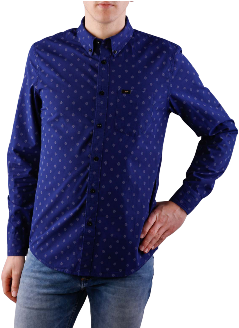 Lee Button Down Shirt Deep Indigo Free Shipping Jeans - Shirt (490x653), Png Download