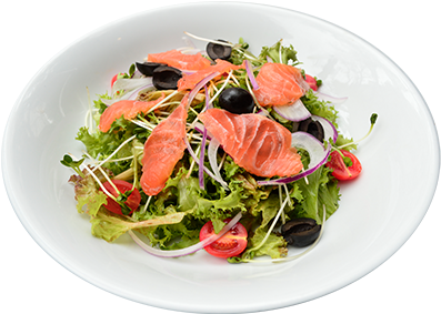 Pephn Salmon Salad - Greek Salad (500x287), Png Download