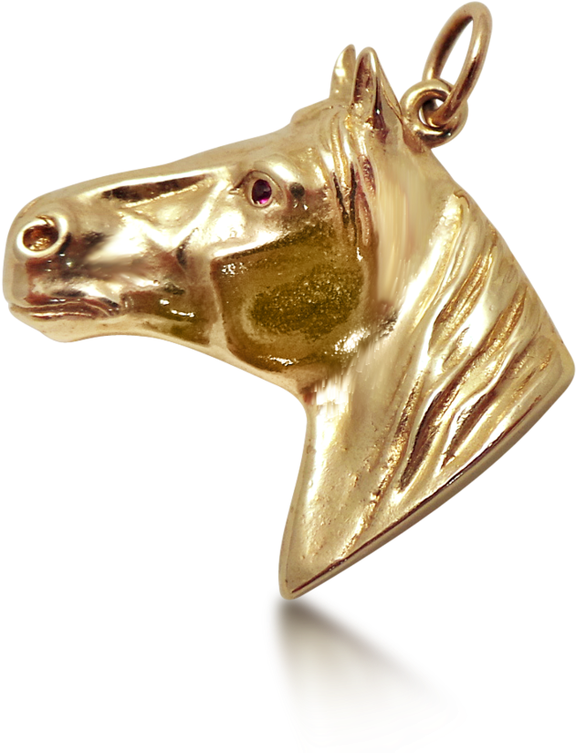 A 14k Retro Yellow Gold Horse Head Pendant (1000x1000), Png Download