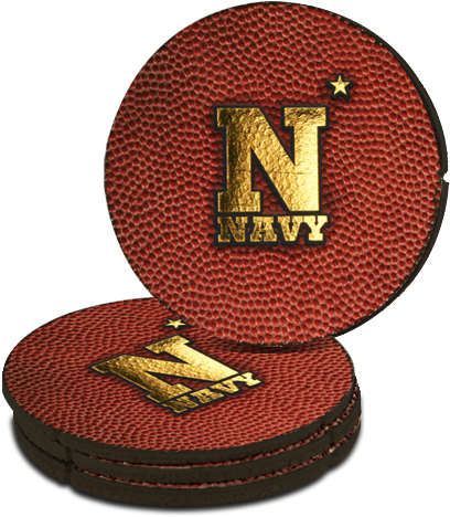 Navy Football Leather Coaster - Oiseau Bleu Sur Fond Jaune (500x500), Png Download