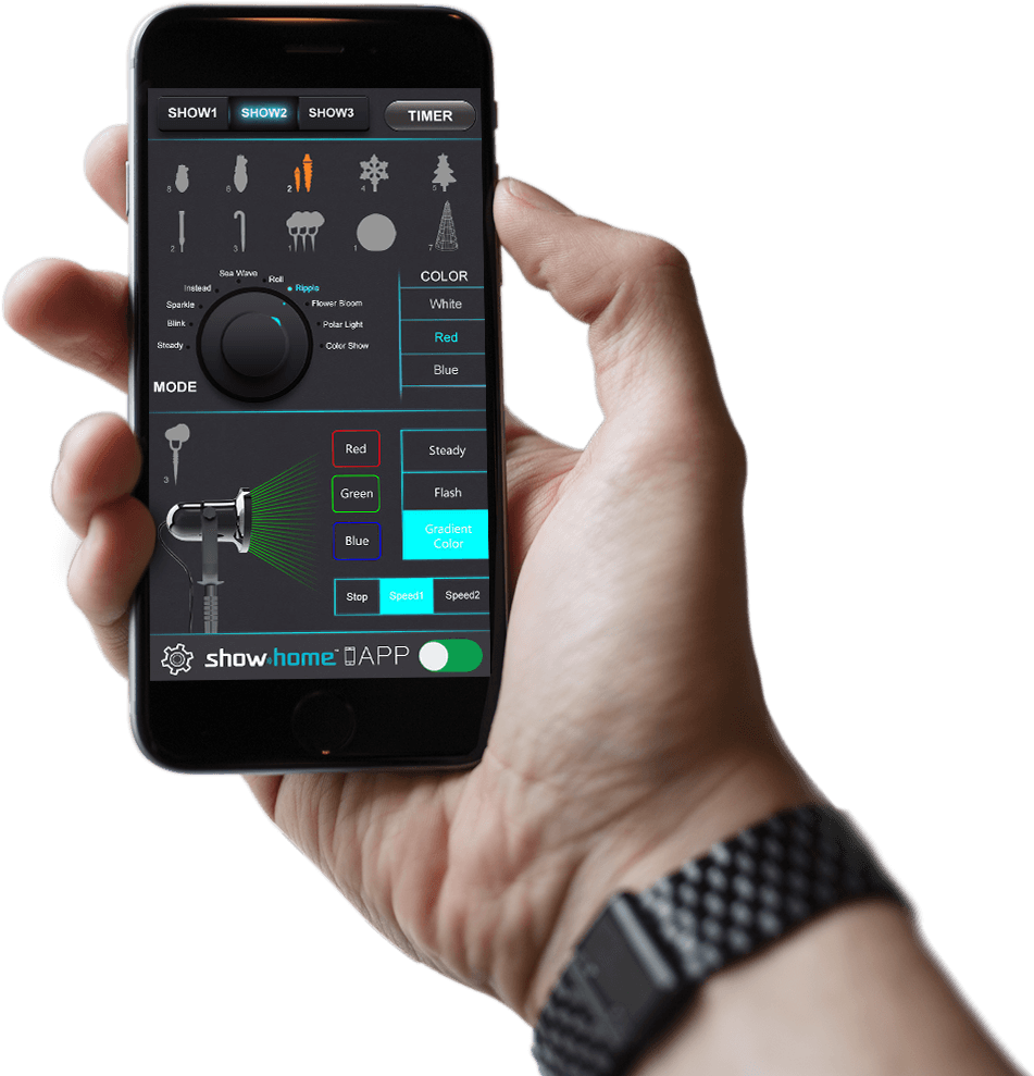 Open The App And Start Your Light Show - Handhold (1281x1119), Png Download