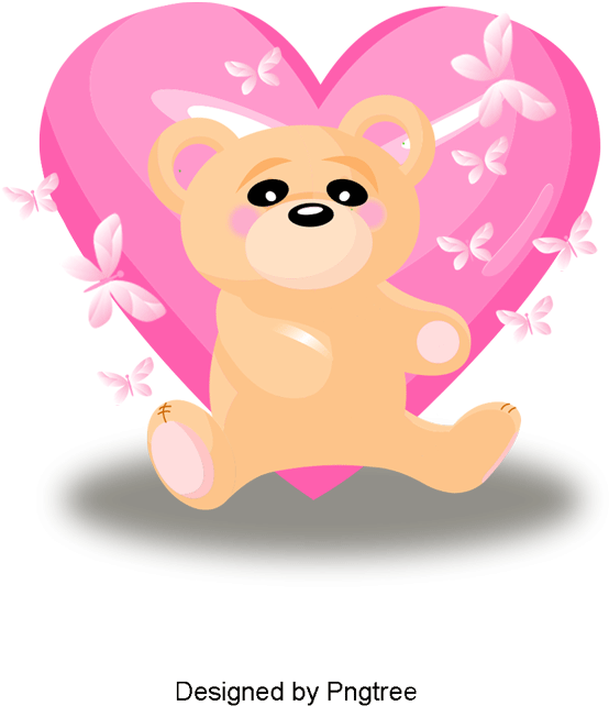 Cartoon Painted Purple Butterfly Teddy Bear Heart, - Portable Network Graphics (800x800), Png Download