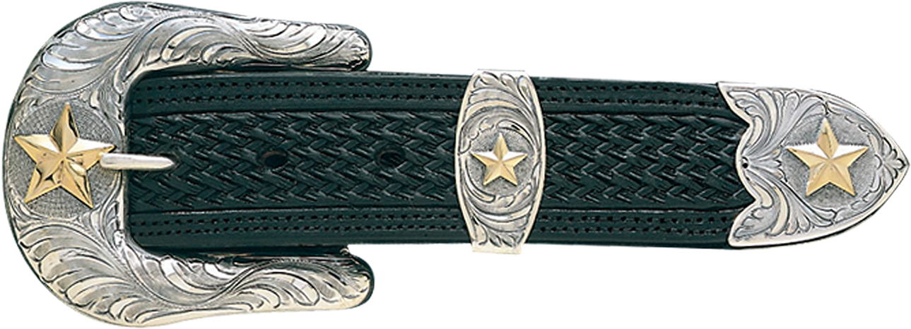 The Pecos Gold Star 1 1/2" Buckle Set - Vogt Silversmiths Men's Pecos Gold Western Belt Buckle (1355x537), Png Download