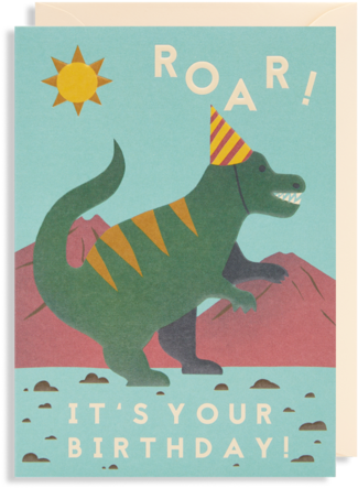 Roar Dinosaur Birthday Card - Grattis-kort (500x500), Png Download