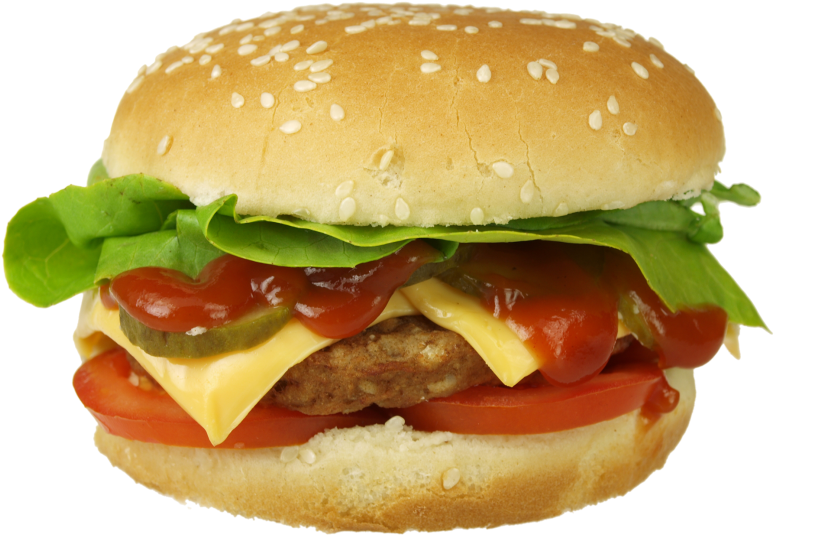 Cheese Burger - Chicken Burger With Onion Rings (866x650), Png Download
