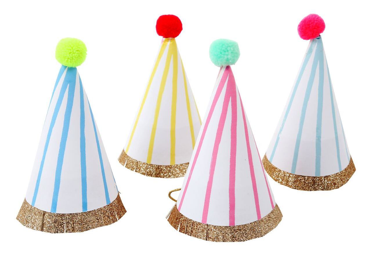 Striped Party Hats - Meri Meri Mini Striped Party Hats, Gold (1278x1278), Png Download