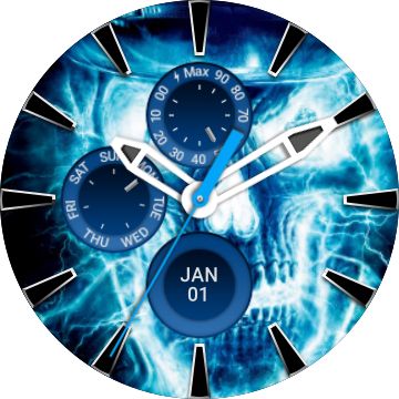 Blue Fire Skull Preview (360x360), Png Download