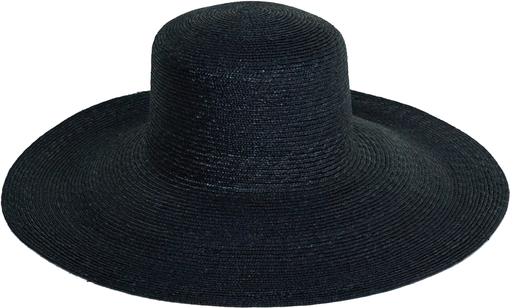 Wide Brim Flat Top In Black Straw - Costume Hat (1345x898), Png Download