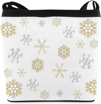 Silver And Gold Snowflakes On A White Background 2 - Handbag (500x500), Png Download