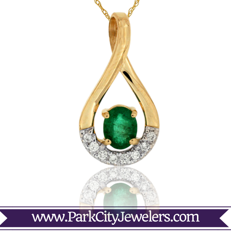 Emerald Tear Drop Shaped Pendant - Mocha Diamond And Diamond Stackable Band (800x800), Png Download
