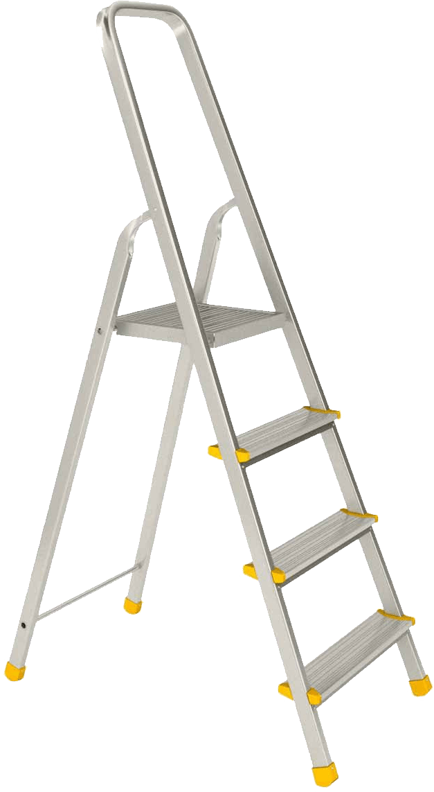 Double Aluminium Ladder Transparent Png Sticker - Ladder Platform Alum Alloy 0.9 Mtr (627x1143), Png Download