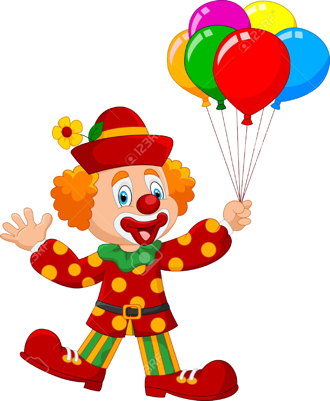 Clown Holding Balloon (1069x1300), Png Download