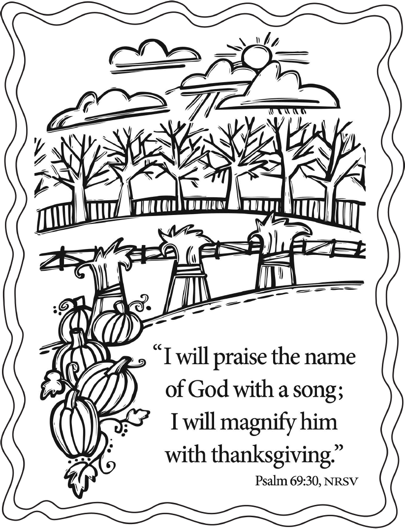 Thanksgiving Border Coloring Pages 4 By Kelly - Thanksgiving Coloring Pages For Church (823x1075), Png Download