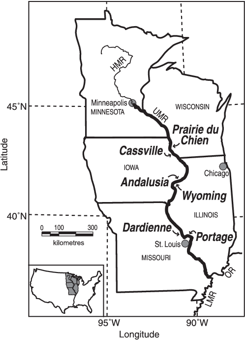 The Six Study Locations On The Upper Mississippi River - Map (498x690), Png Download