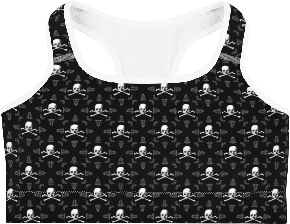 Front View Skull And Crossbones Sports Bra With White - Playstation 4 Supreme (1000x1000), Png Download