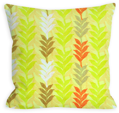 Electric Vines White And Yellow Pillow - Cushion (480x480), Png Download