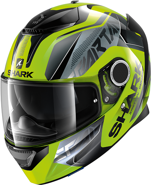 1 Spartan Blank Blk 34lfront He3430 - Shark Spartan Karken Integral Helmet - Neon-yellow/grey/black (1024x800), Png Download