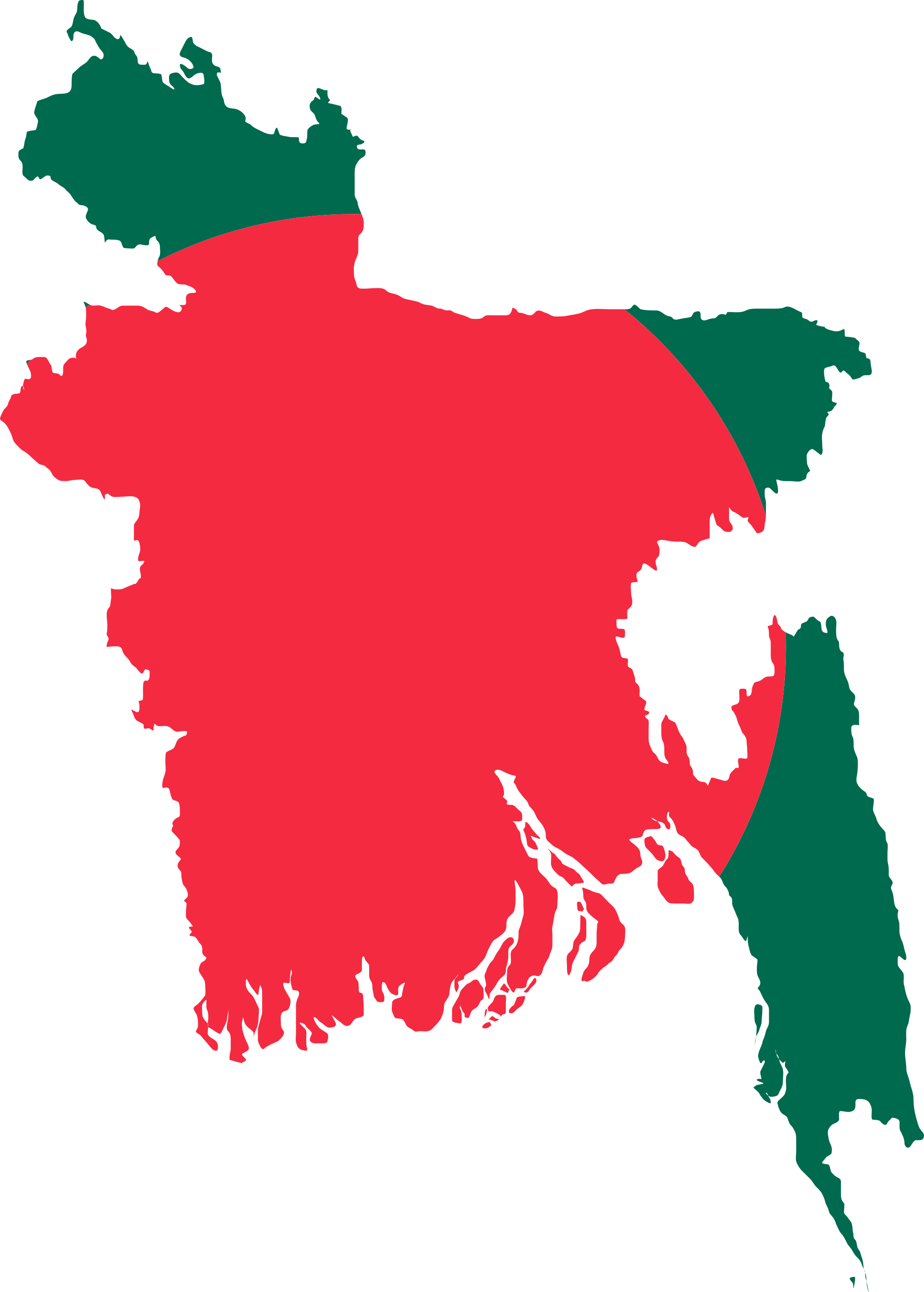 Flag-map Of Bangladesh - Bangladesh Flag Map Png (2000x2797), Png Download