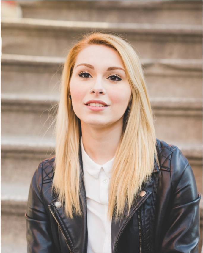 Human Hair Blonde Wig - Leather Jacket (850x850), Png Download