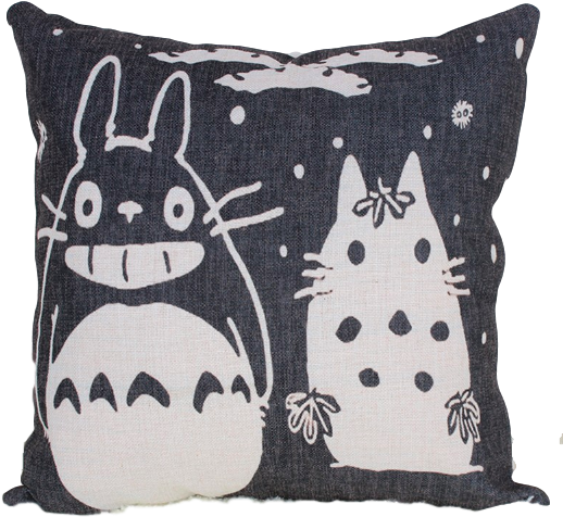 Totoro Kussen Zwart Custom Cover - Throw Pillow (532x532), Png Download