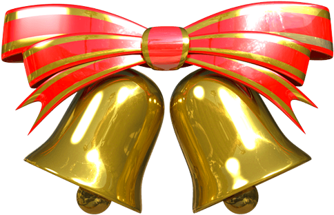 Bell And Red Bow - Fiocco Rosso Natalizio (490x332), Png Download