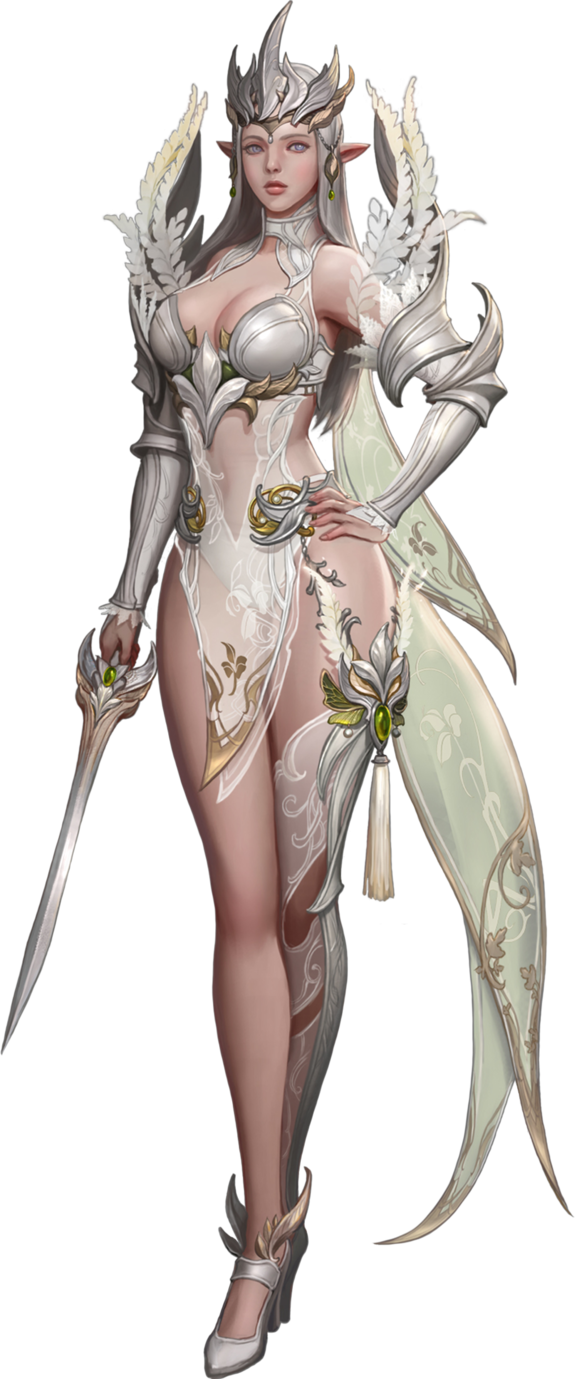 Elf Warrior Render (580x1379), Png Download