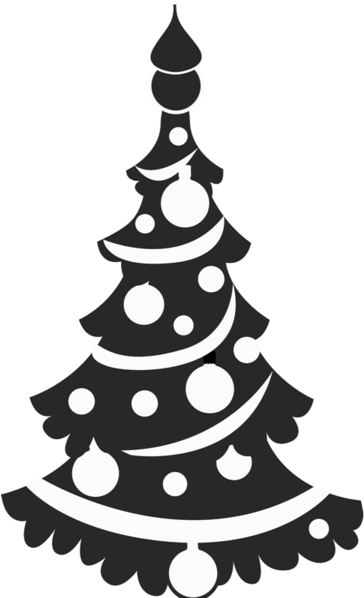 Garland Christmas Tree Rubber Stamp - Christmas Tree With Ornaments Silhouette (600x600), Png Download