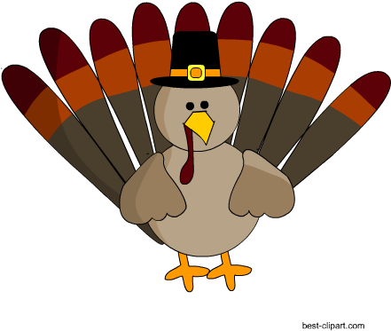 Turkey Wearing Pilgrim Hat Free Clip Art Image - Thanksgiving Dice Game Printable (450x450), Png Download