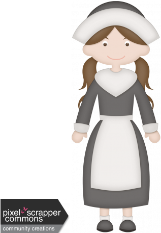 Thankful Pilgrim Girl - Digital Scrapbooking (456x456), Png Download