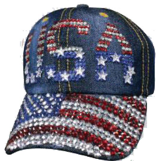 Patriotic Blue Jean Bling Cap - Betmar Rhinestone Cap (546x534), Png Download