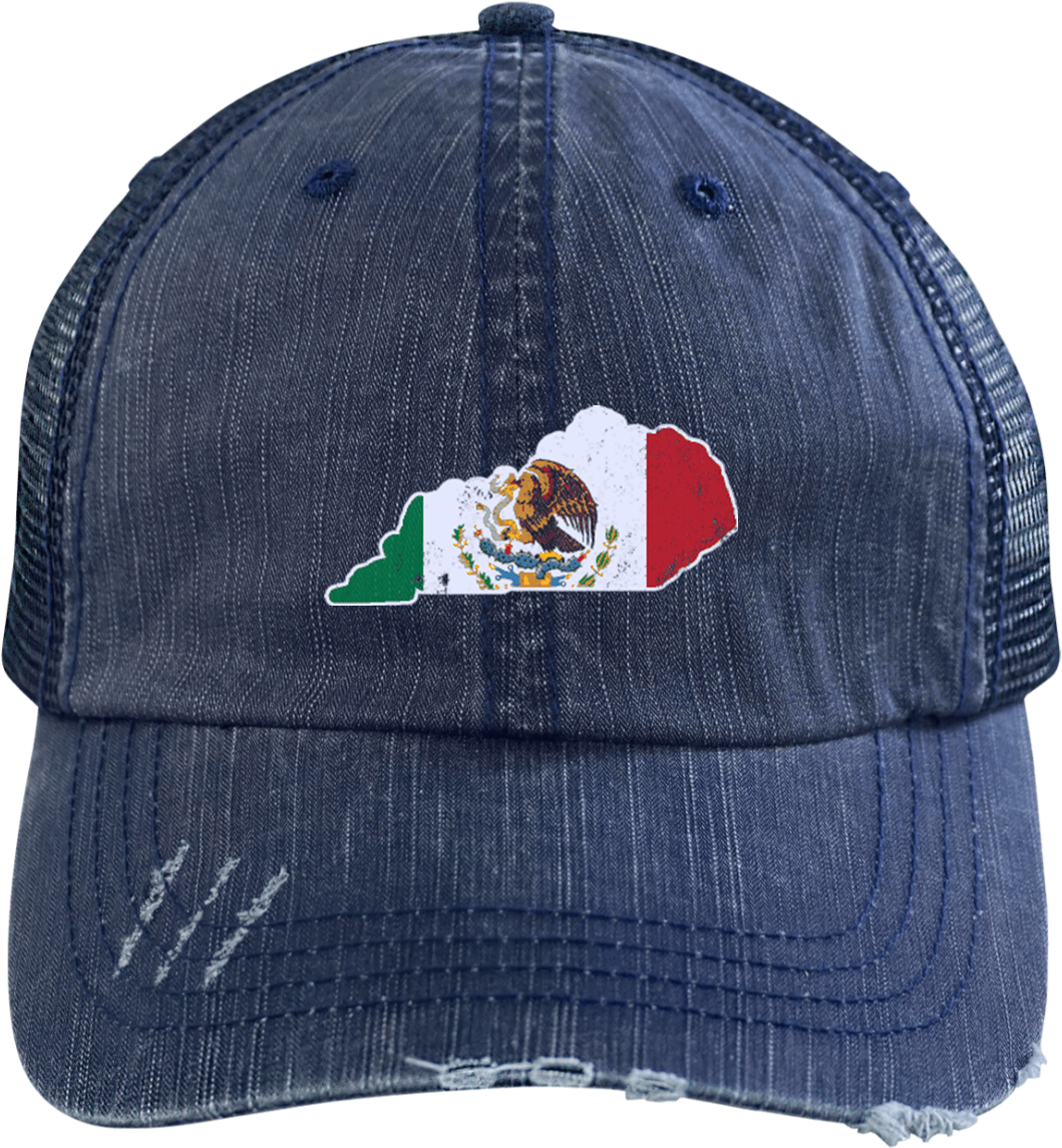 Kentucky Mexican Flag Hat Mexico Flag Hat - Audi Distressed Unstructured Trucker Cap (1155x1155), Png Download