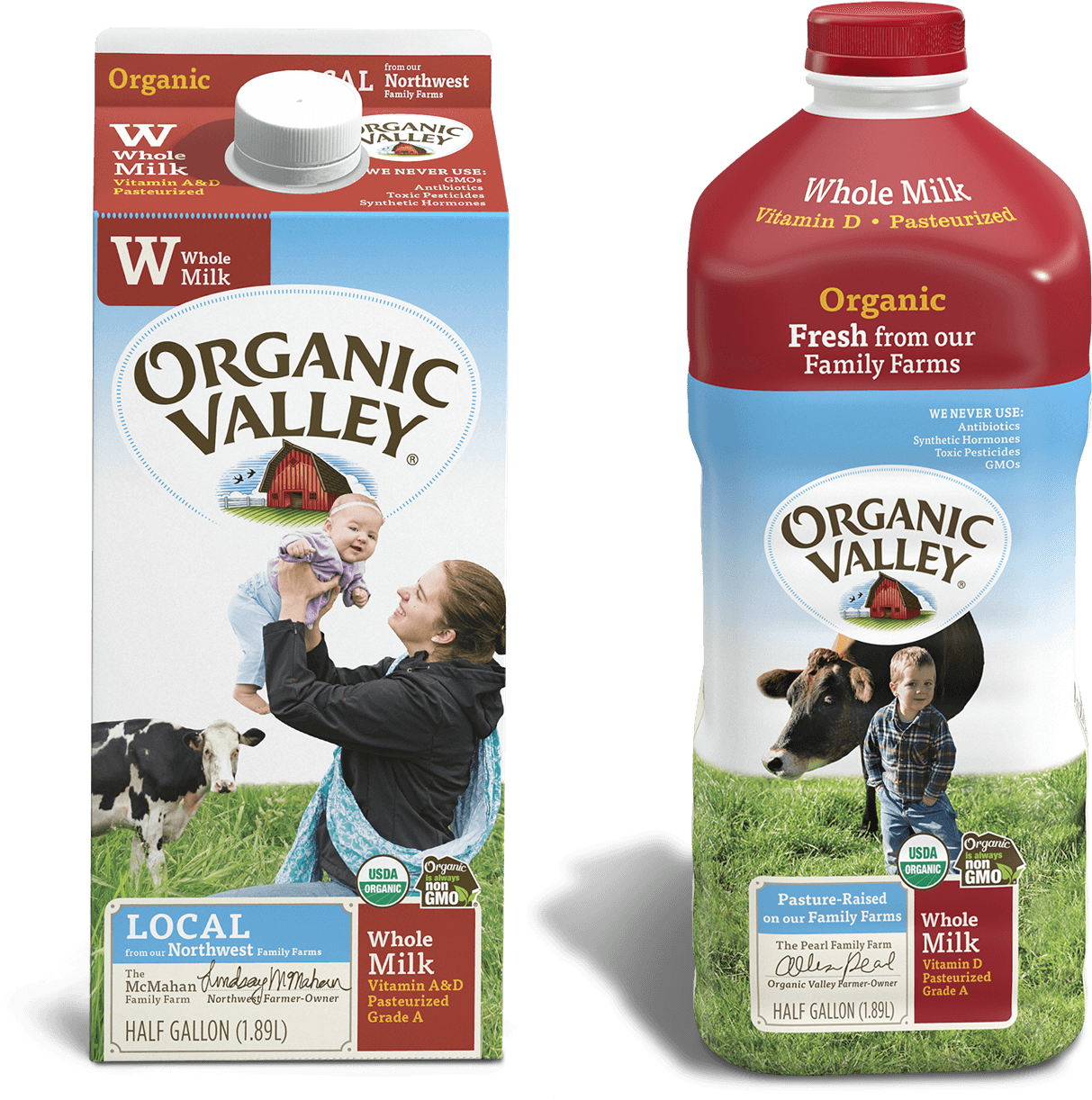 Organic Valley Milk Packaging - Organic Valley Half Gallon (1400x1325), Png Download