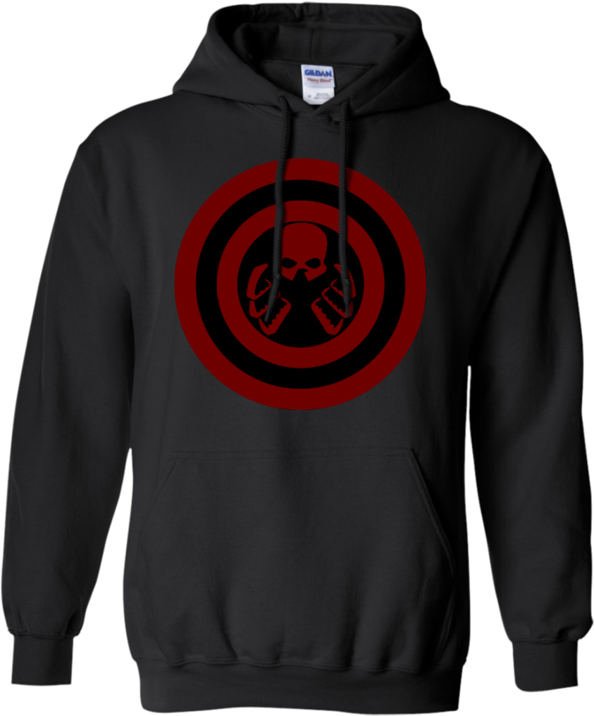 Captain America Hydra Shield Captain America Shield - Stranger Things Black Hoodie (1024x1024), Png Download