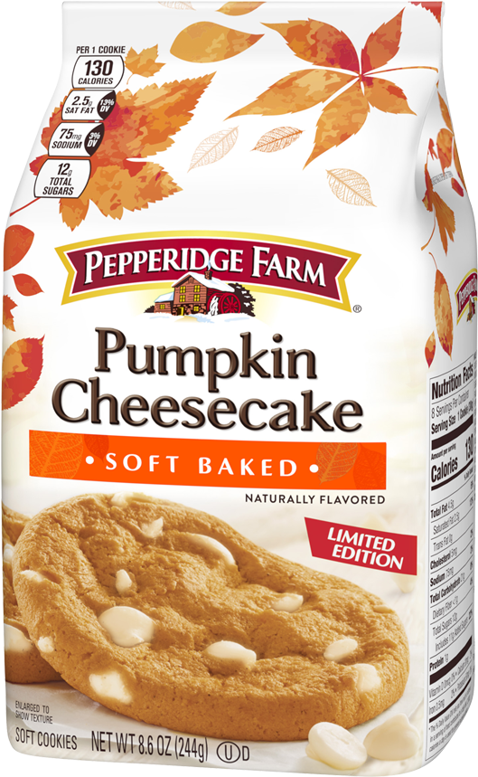 Soft Baked Pumpkin Cheesecake Cookies, Naturally Flavored - Pepperidge Farm Soft Baked Cookies (1000x1000), Png Download