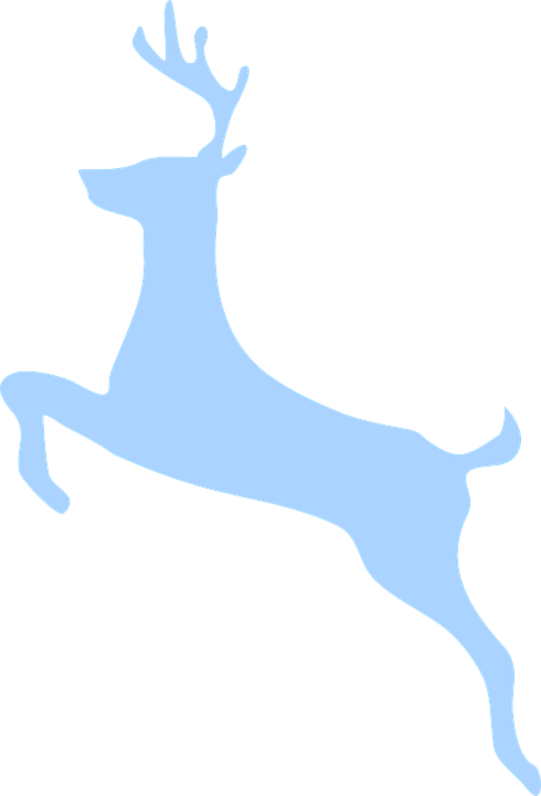 Deer, Jumping, Silhouette, Blue, Isolated, Wildlife - Deer In Blue (490x720), Png Download