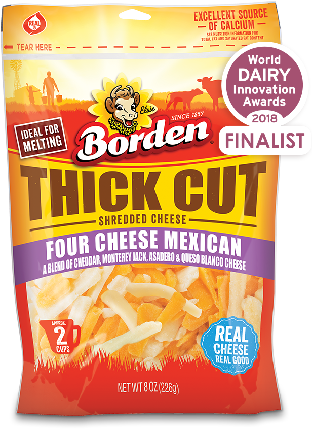 Pkg Net Wt 8oz - Thick Cut Shredded Cheese (619x930), Png Download