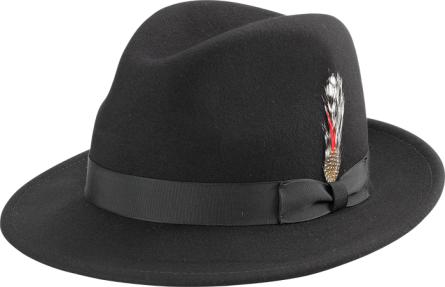 The Fedora Hat Xl Black - Classic Fedora In Black (445x287), Png Download