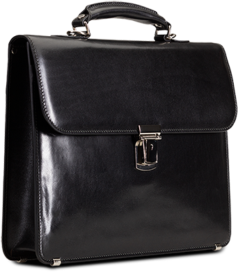 Classic Small Briefcase Black Leather - Briefcase (900x540), Png Download