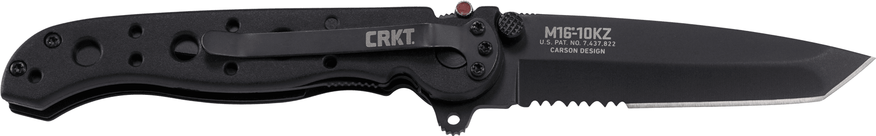 10kz Tanto Black With Triple Point™ Serrations - Crkt M16-10 Edc Black Nylon Handle Autolawks Combo (1840x824), Png Download
