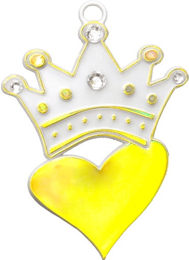 3″ Crown Heart Charm With Rhinestones White/ Metallic - Heart (600x600), Png Download