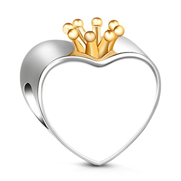 "happy Crown" Gold Plated Crown Heart Design Engravable - Charm Bracelet (364x364), Png Download