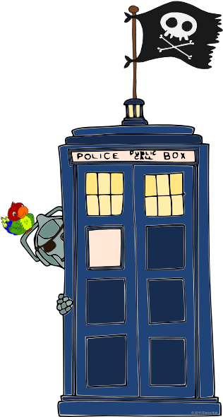 Tardis With Pirate Flag - Tardis (320x600), Png Download