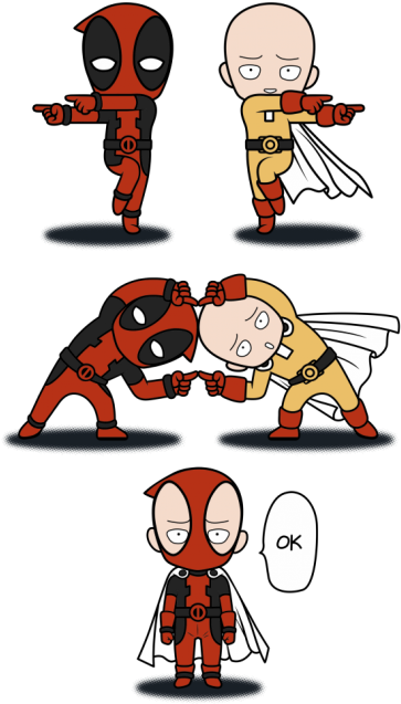 Deadpool Fuses With Saitama - T Shirt One Punch Man Deadpool (593x640), Png Download
