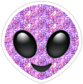 "purple Shine Alien Emoji" Stickers By Melliflue - Transparents Et Tumblr Emoji Png (375x360), Png Download