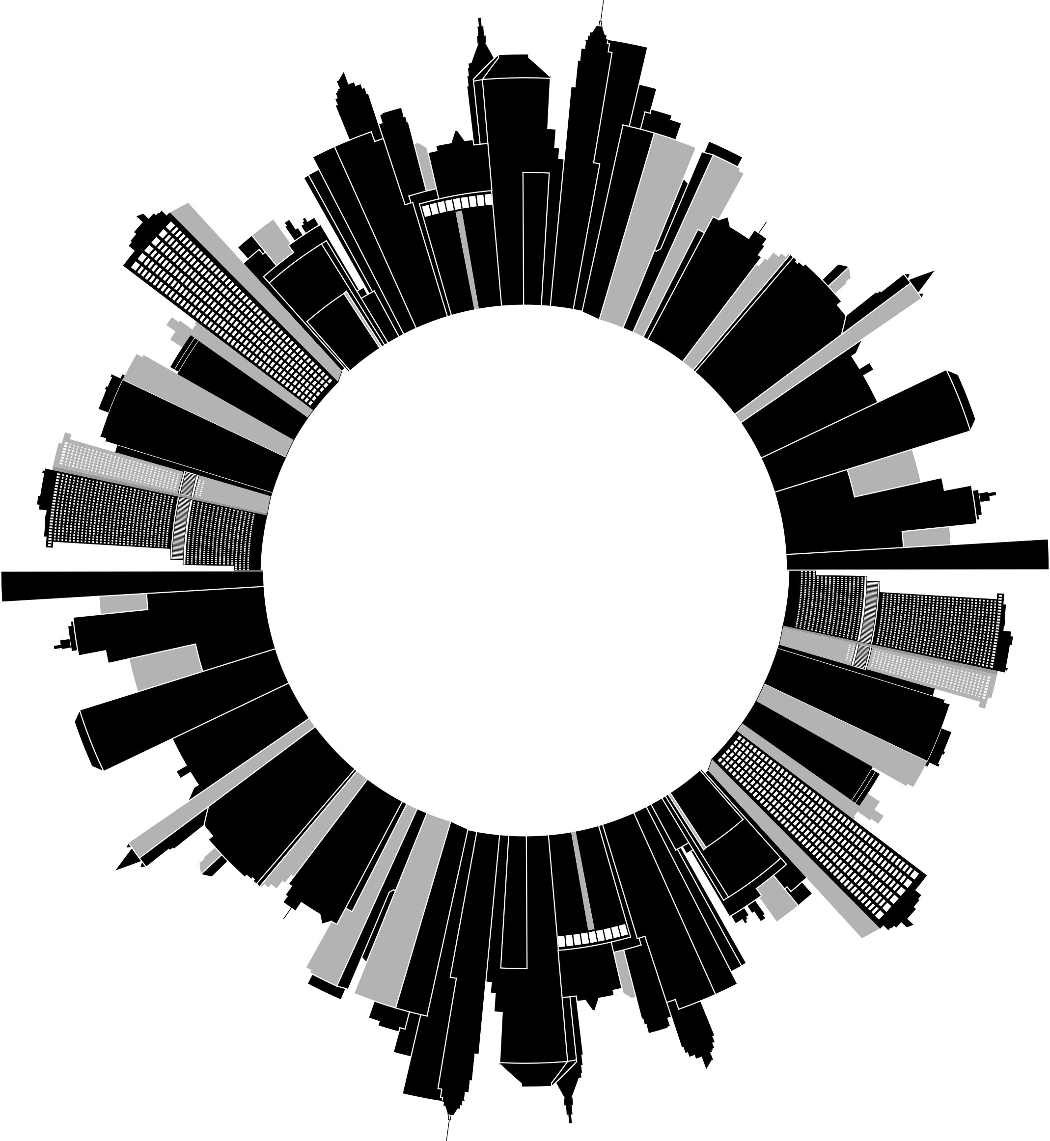 This Free Icons Png Design Of Cityscape Skyline Radial - Round Cityscape (2138x2324), Png Download