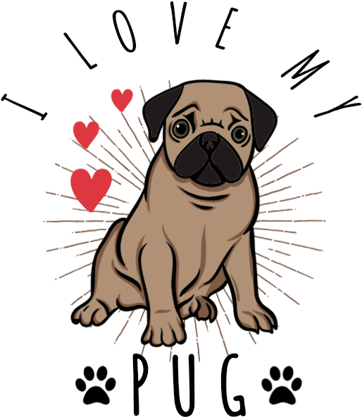 I Love My Pug - Love My Pug (539x625), Png Download