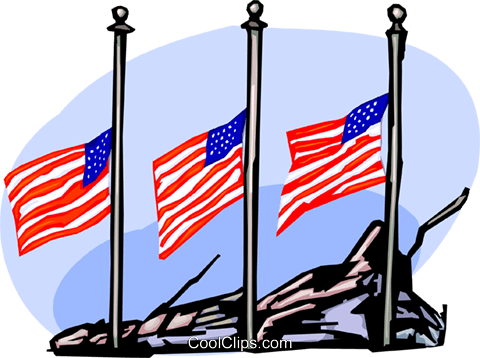 Statement Flag Clipart American Flag - Half Mast Clipart (480x358), Png Download