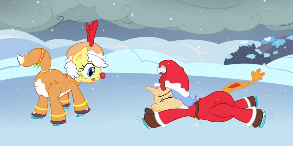 Vitriolink, Christmas, Diaper, Diaper Fetish, Ice Skating, - Cartoon (1024x511), Png Download