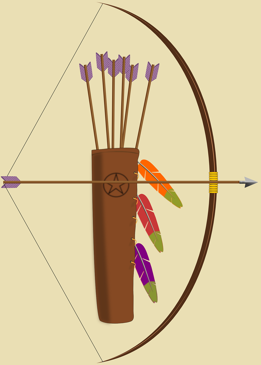 Bow, Arrow And Quiver Clipart, Vector Clip Art Online, - Bow And Arrow And Quiver (641x900), Png Download